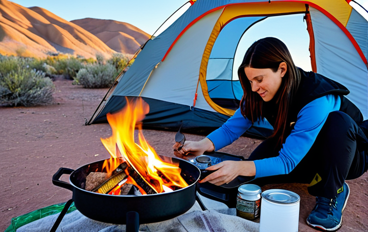 쿠웨이트 사막 캠핑 준비물 - Navigating with GPS and Map**

"A professional explorer, fully clothed in modest outdoor gear, using...