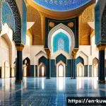 쿠웨이트 모스크 투어 - **Prompt:** "The majestic interior of Kuwait's Grand Mosque. The main prayer hall is vast and bright...