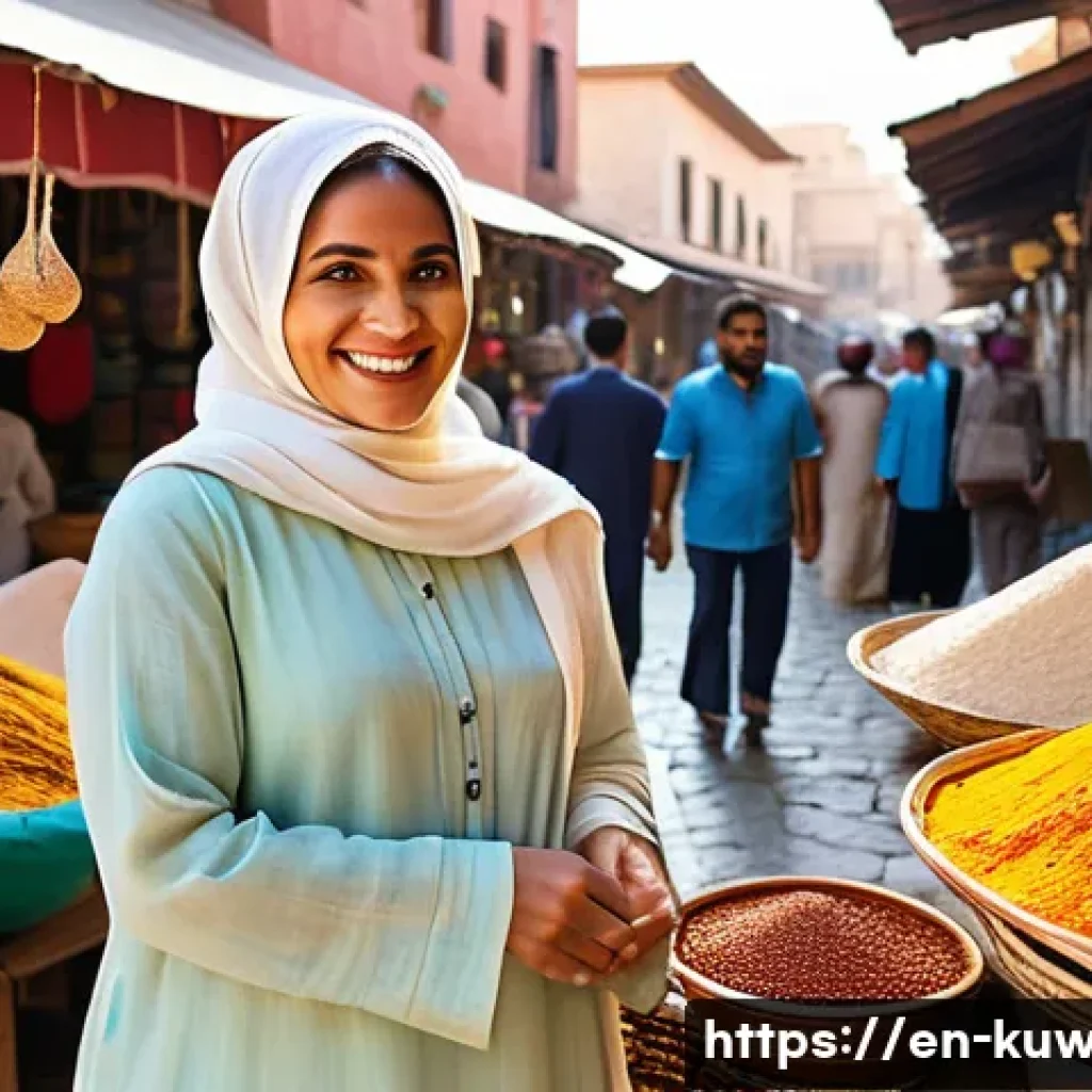 쿠웨이트 관광 시 주의할 복장 - **Prompt 1: Female Traveler Exploring a Traditional Souq**
    A vibrant, sunlit image of a female t...